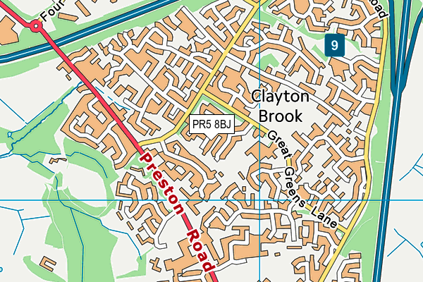 PR5 8BJ map - OS VectorMap District (Ordnance Survey)