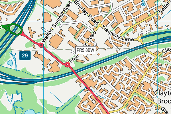 PR5 8BW map - OS VectorMap District (Ordnance Survey)