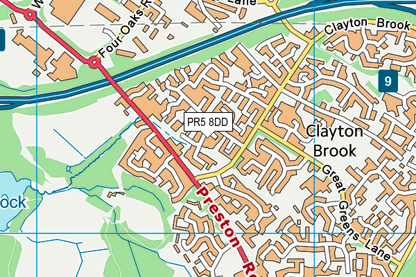 PR5 8DD map - OS VectorMap District (Ordnance Survey)