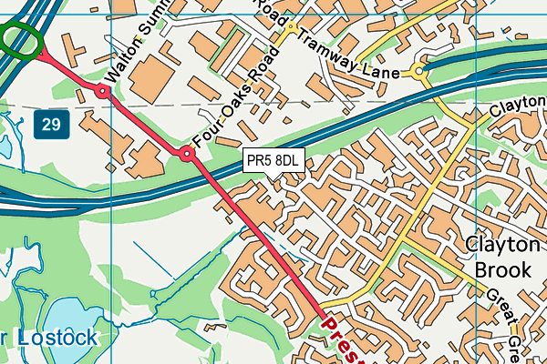 PR5 8DL map - OS VectorMap District (Ordnance Survey)