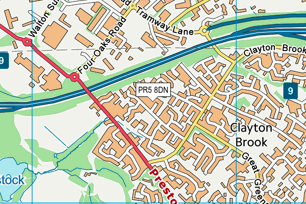 PR5 8DN map - OS VectorMap District (Ordnance Survey)