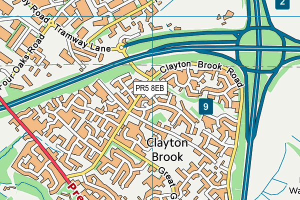 PR5 8EB map - OS VectorMap District (Ordnance Survey)