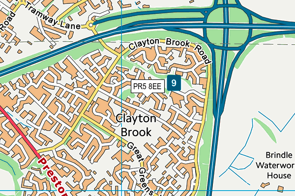 PR5 8EE map - OS VectorMap District (Ordnance Survey)