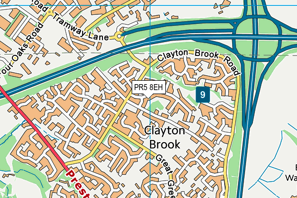 PR5 8EH map - OS VectorMap District (Ordnance Survey)