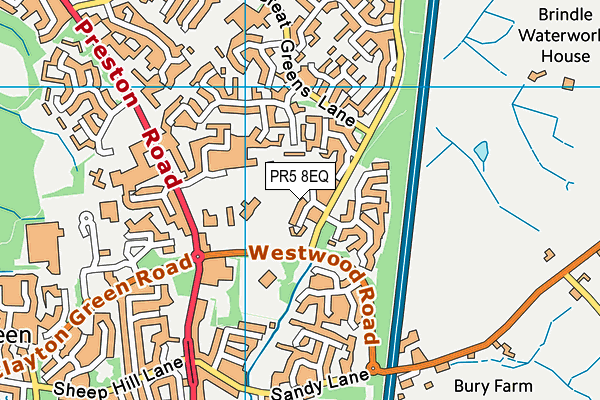 PR5 8EQ map - OS VectorMap District (Ordnance Survey)