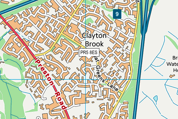 PR5 8ES map - OS VectorMap District (Ordnance Survey)