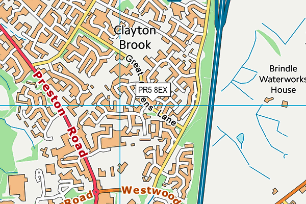 PR5 8EX map - OS VectorMap District (Ordnance Survey)