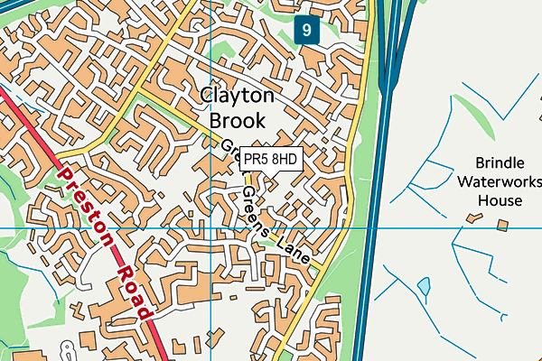 PR5 8HD map - OS VectorMap District (Ordnance Survey)