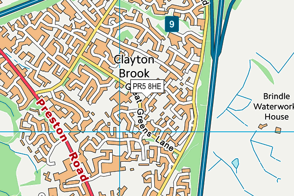 PR5 8HE map - OS VectorMap District (Ordnance Survey)