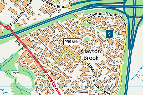 PR5 8HN map - OS VectorMap District (Ordnance Survey)