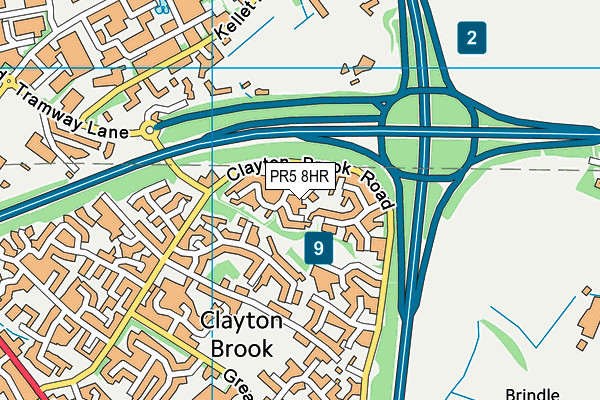 PR5 8HR map - OS VectorMap District (Ordnance Survey)