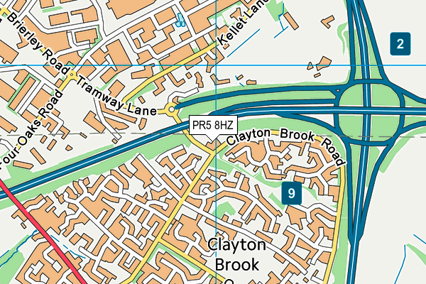 PR5 8HZ map - OS VectorMap District (Ordnance Survey)