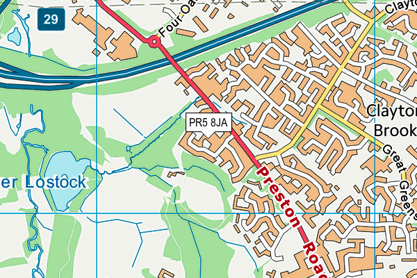 PR5 8JA map - OS VectorMap District (Ordnance Survey)