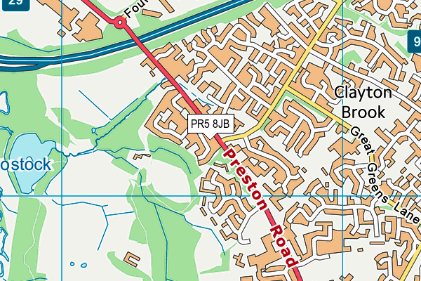 PR5 8JB map - OS VectorMap District (Ordnance Survey)