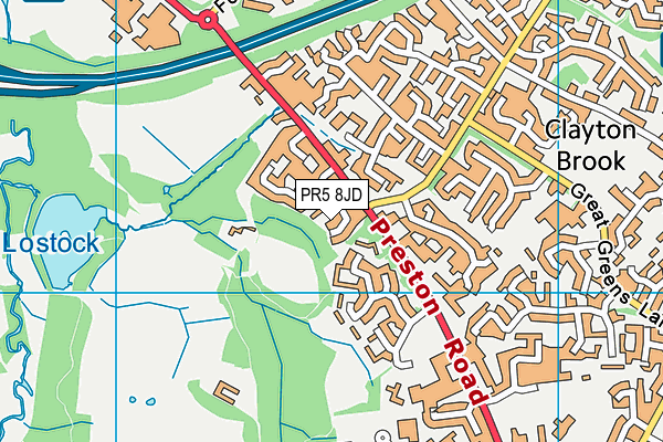 PR5 8JD map - OS VectorMap District (Ordnance Survey)
