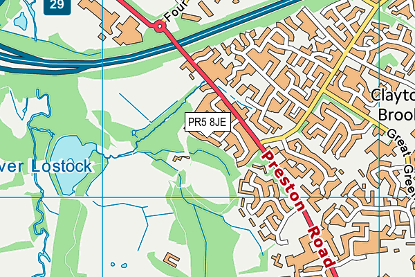 PR5 8JE map - OS VectorMap District (Ordnance Survey)