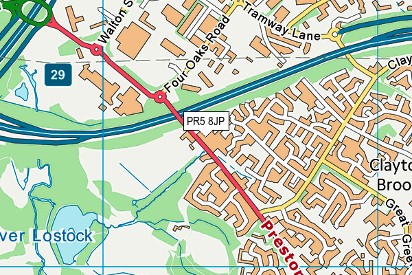 PR5 8JP map - OS VectorMap District (Ordnance Survey)