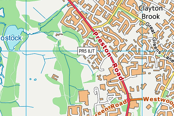 PR5 8JT map - OS VectorMap District (Ordnance Survey)