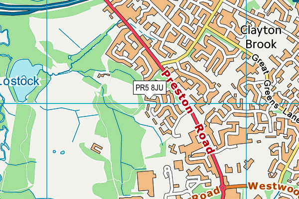 PR5 8JU map - OS VectorMap District (Ordnance Survey)