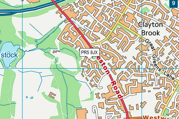 PR5 8JX map - OS VectorMap District (Ordnance Survey)