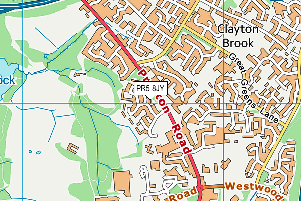 PR5 8JY map - OS VectorMap District (Ordnance Survey)
