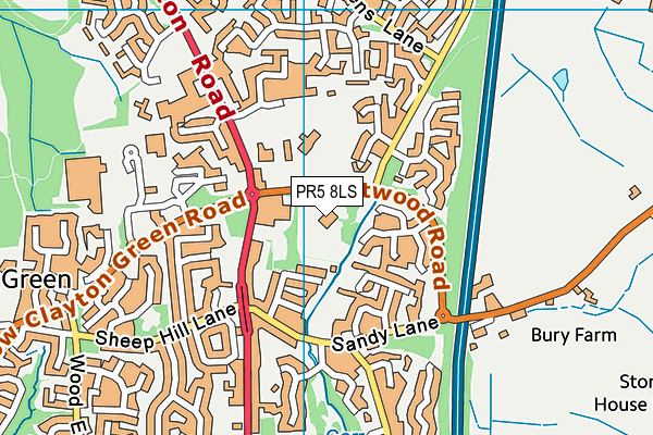 PR5 8LS map - OS VectorMap District (Ordnance Survey)