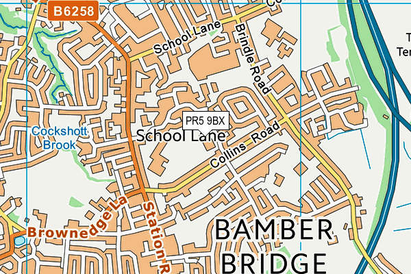 PR5 9BX map - OS VectorMap District (Ordnance Survey)