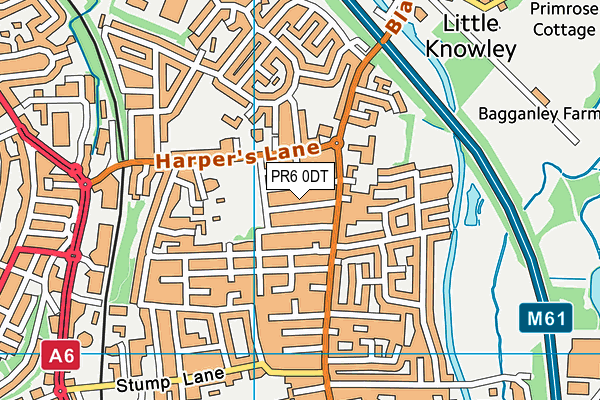 PR6 0DT map - OS VectorMap District (Ordnance Survey)