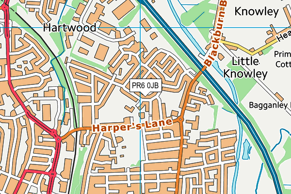 PR6 0JB map - OS VectorMap District (Ordnance Survey)