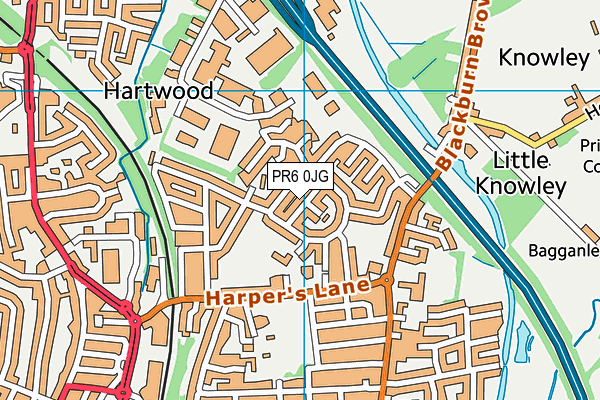 PR6 0JG map - OS VectorMap District (Ordnance Survey)