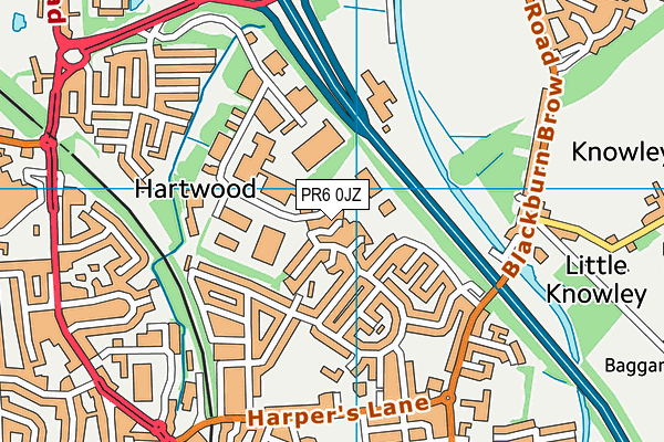 PR6 0JZ map - OS VectorMap District (Ordnance Survey)