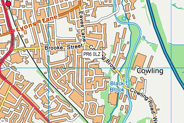 PR6 0LZ map - OS VectorMap District (Ordnance Survey)