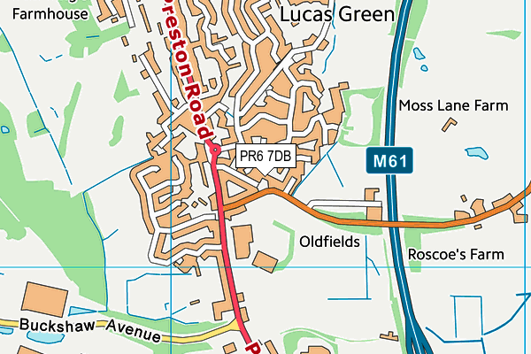 PR6 7DB map - OS VectorMap District (Ordnance Survey)