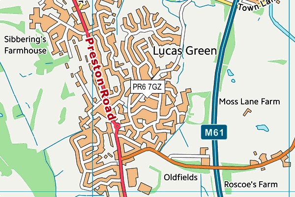 PR6 7GZ map - OS VectorMap District (Ordnance Survey)