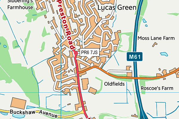 PR6 7JS map - OS VectorMap District (Ordnance Survey)
