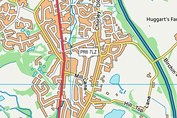PR6 7LZ map - OS VectorMap District (Ordnance Survey)