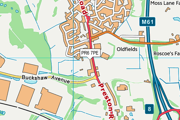 PR6 7PE map - OS VectorMap District (Ordnance Survey)