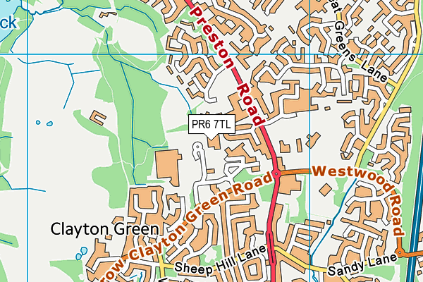 Clayton Green Sports Centre map (PR6 7TL) - OS VectorMap District (Ordnance Survey)