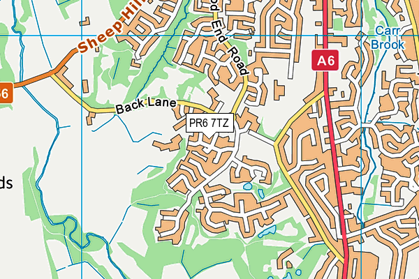 PR6 7TZ map - OS VectorMap District (Ordnance Survey)