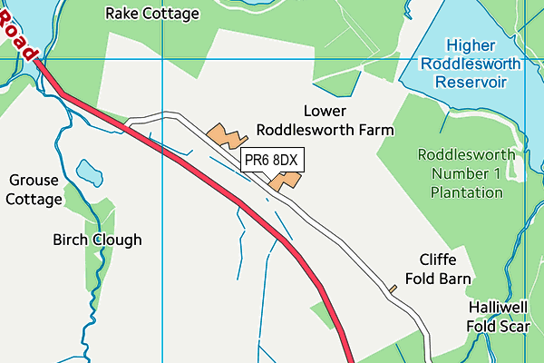 PR6 8DX map - OS VectorMap District (Ordnance Survey)