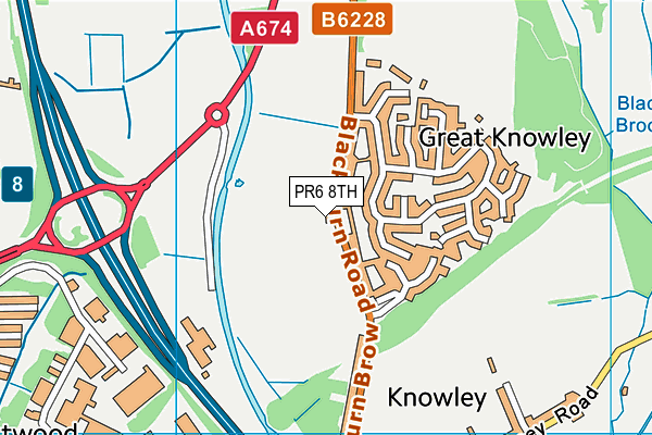 PR6 8TH map - OS VectorMap District (Ordnance Survey)