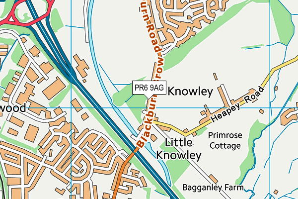 PR6 9AG map - OS VectorMap District (Ordnance Survey)