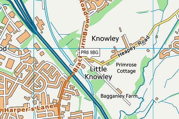 PR6 9BG map - OS VectorMap District (Ordnance Survey)