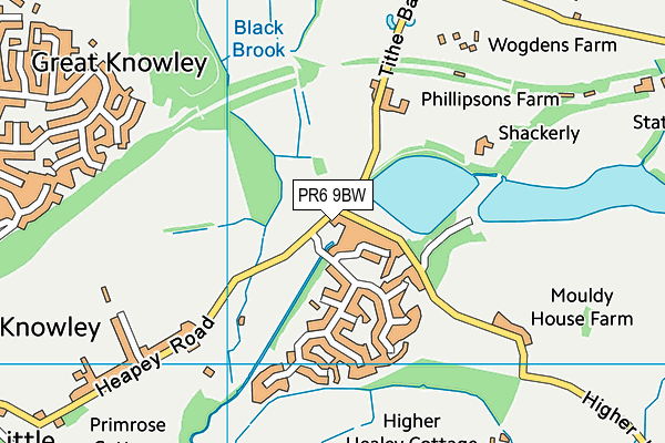 PR6 9BW map - OS VectorMap District (Ordnance Survey)
