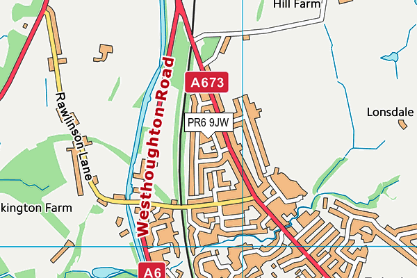 PR6 9JW map - OS VectorMap District (Ordnance Survey)