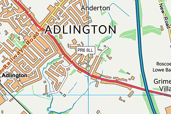 PR6 9LL map - OS VectorMap District (Ordnance Survey)