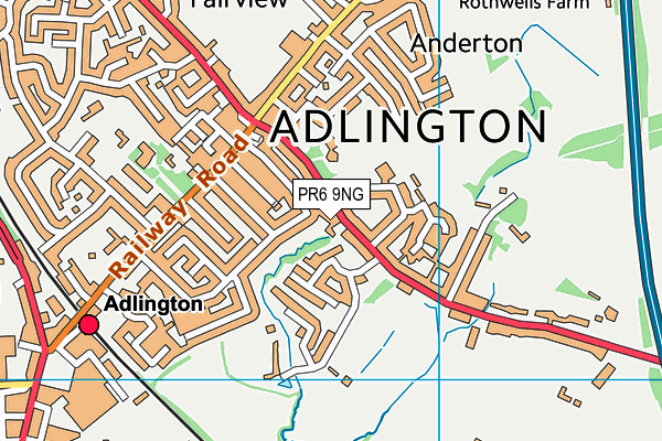 PR6 9NG map - OS VectorMap District (Ordnance Survey)