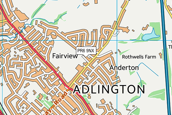 PR6 9NX map - OS VectorMap District (Ordnance Survey)