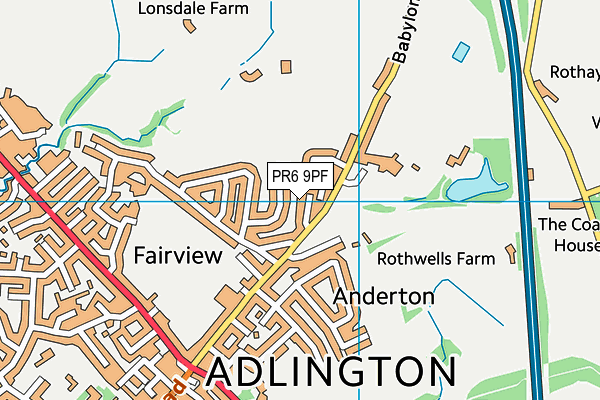 PR6 9PF map - OS VectorMap District (Ordnance Survey)