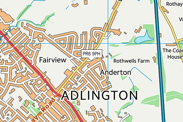 PR6 9PH map - OS VectorMap District (Ordnance Survey)